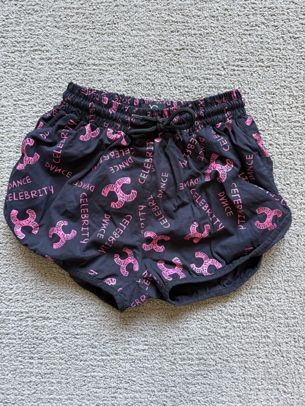 Celebrity Dance Girls' Black Shorts with Pink Graphic Print